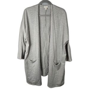 Donni x Anthropologie Women's Gray Ribbed Striped Cardigan Size OSFA